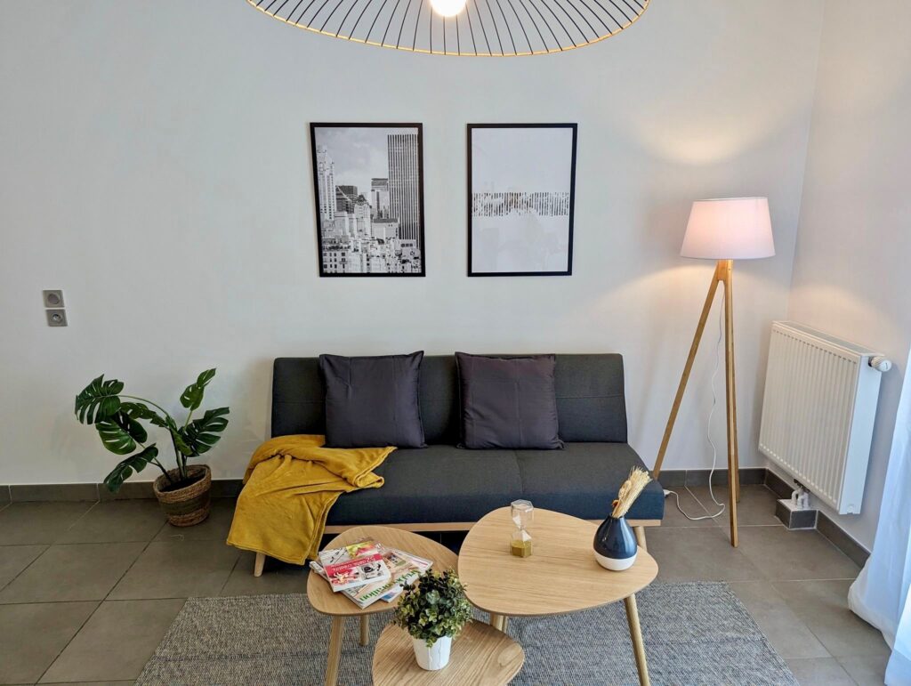 Espace salon pour une colocation d'un T3
