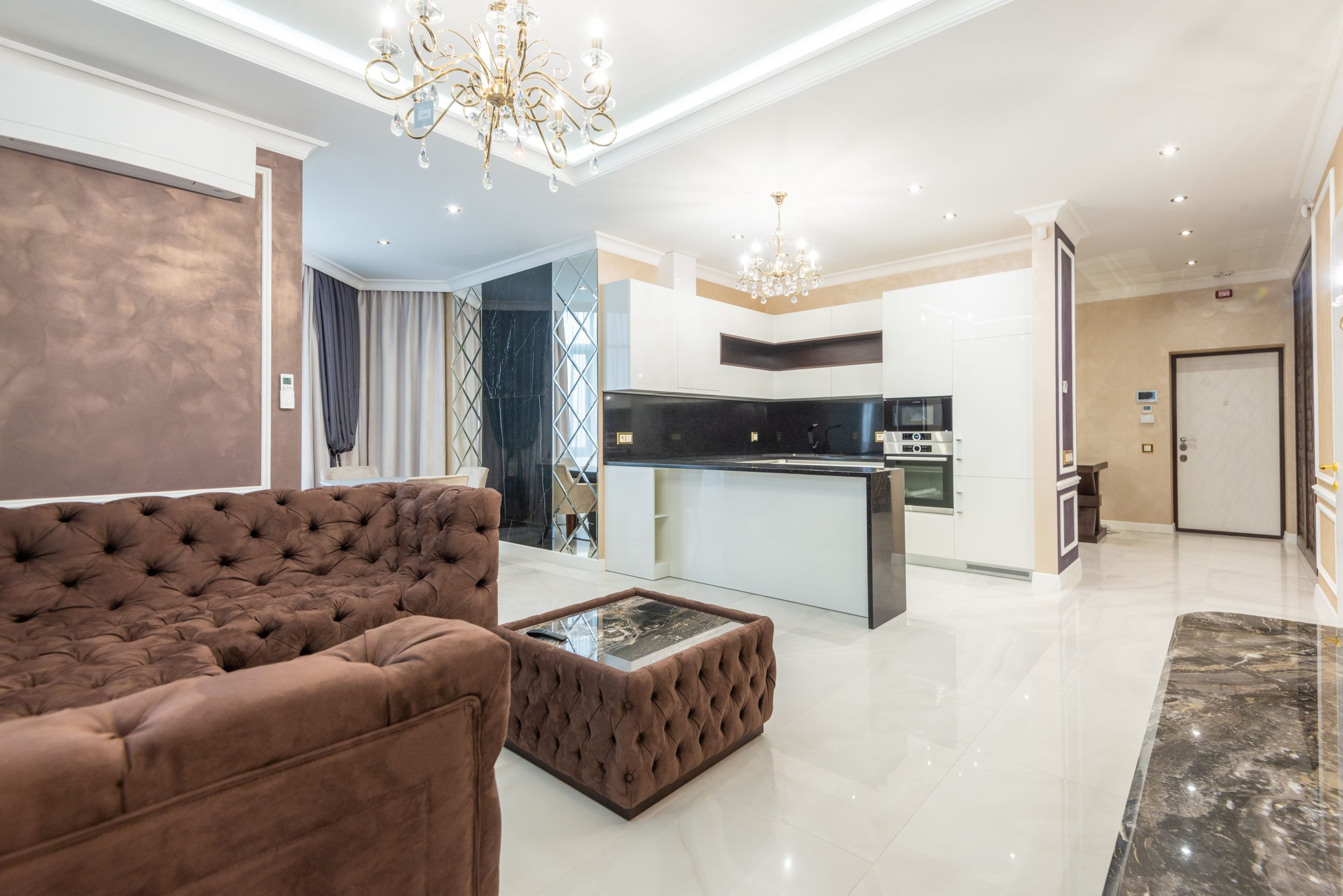 Salon haut de gamme design moderne et éclairage